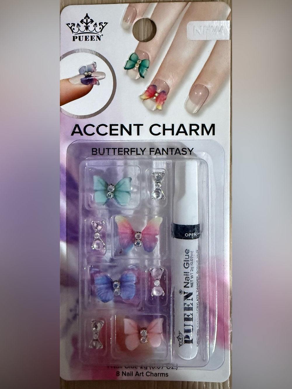 Pueen Accent Charm Nail Decorations - Pastel Butterfly Fantasy